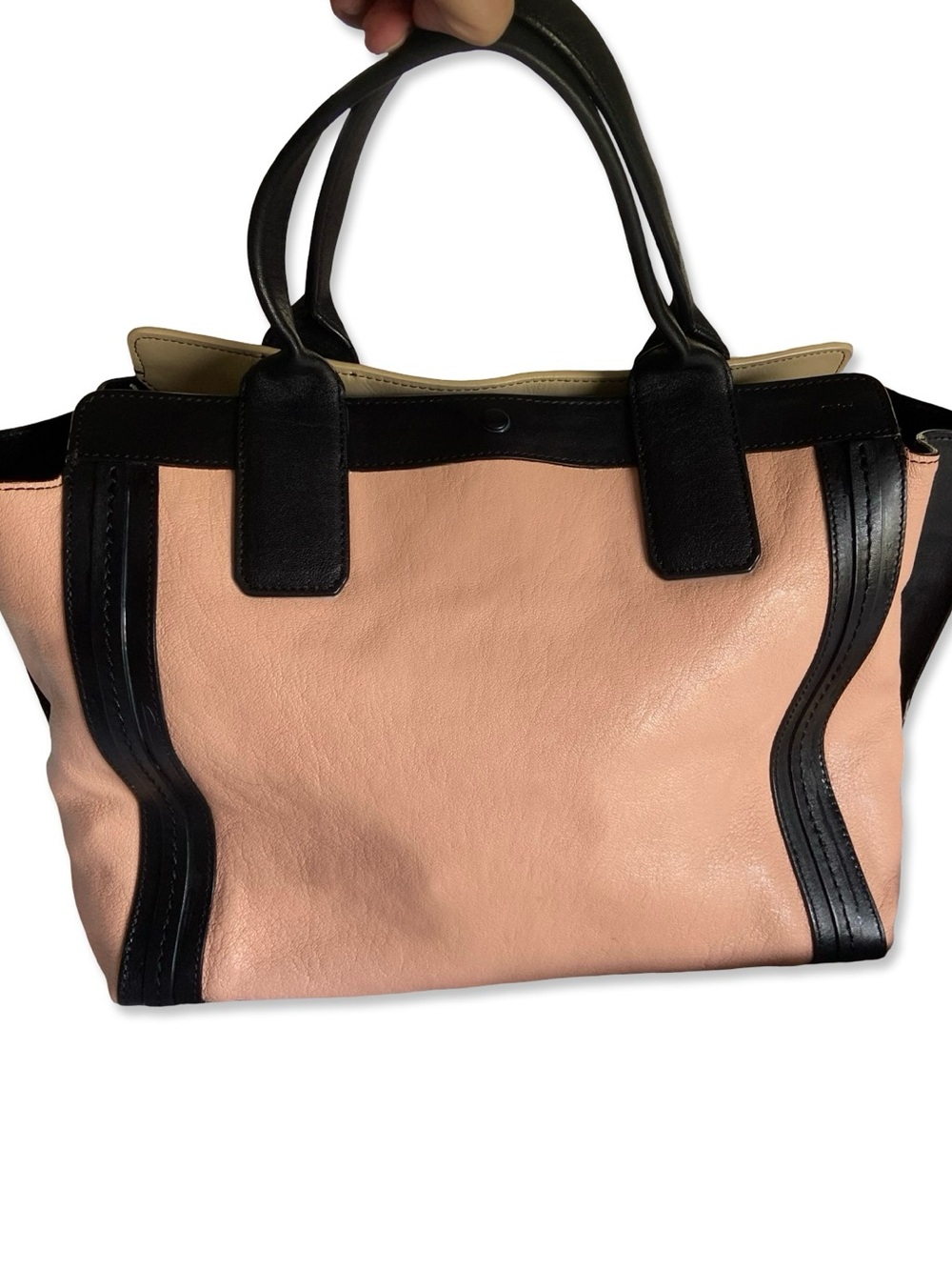 CHLOE Alison Pink and Black Leather Tote